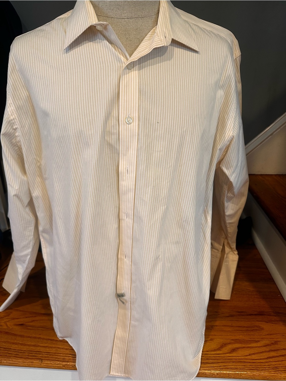 Men's Dress Shirt in Light Cream Stripe